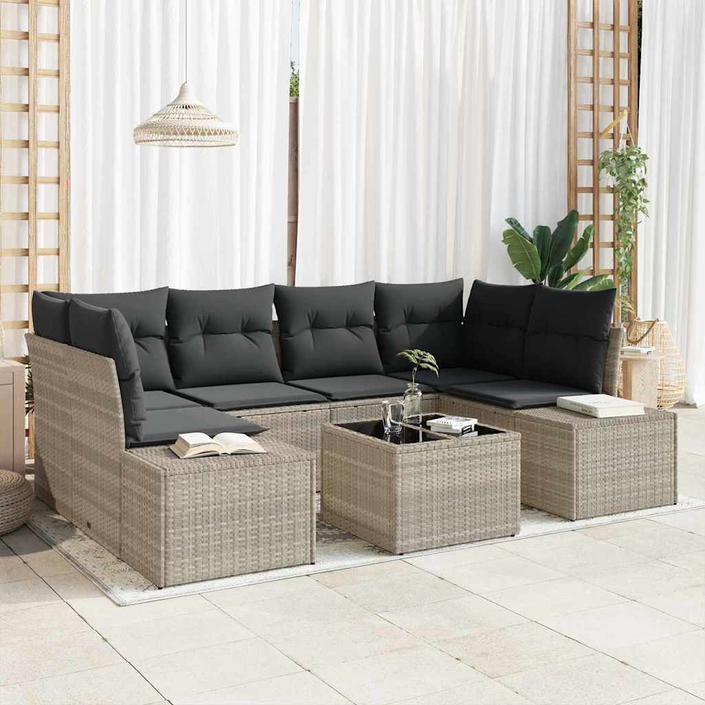Tuinbank Set Met Kussen Met Opslag 8 Pcs Poly Rattan