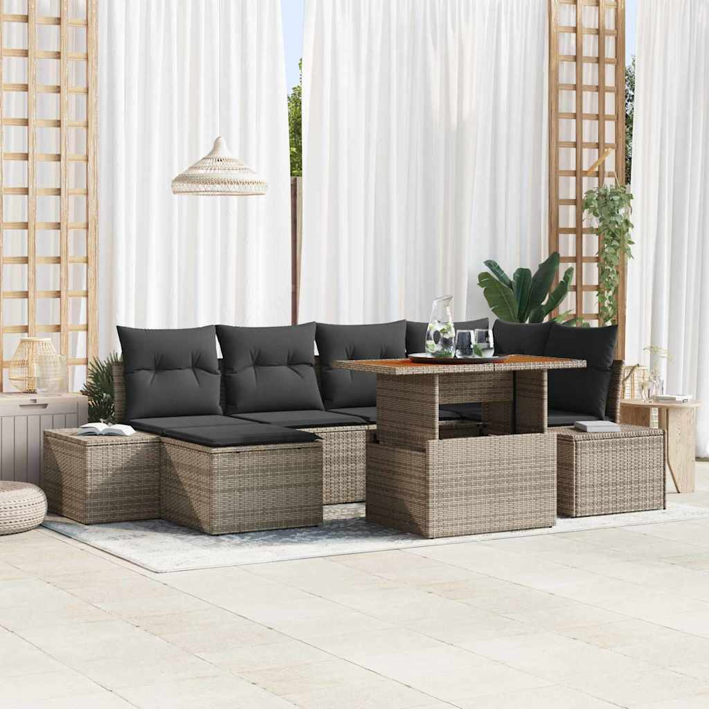 Tuinbank Set Met Opslag 7 Pcs Poly Rattan