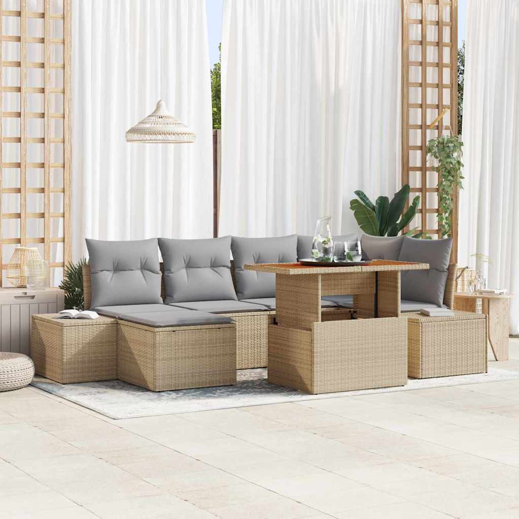 Tuinbank Set Met Opslag 7 Pcs Poly Rattan