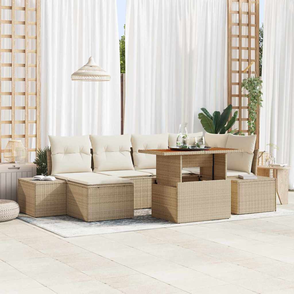 Tuinbank Set Met Opslag 7 Pcs Poly Rattan
