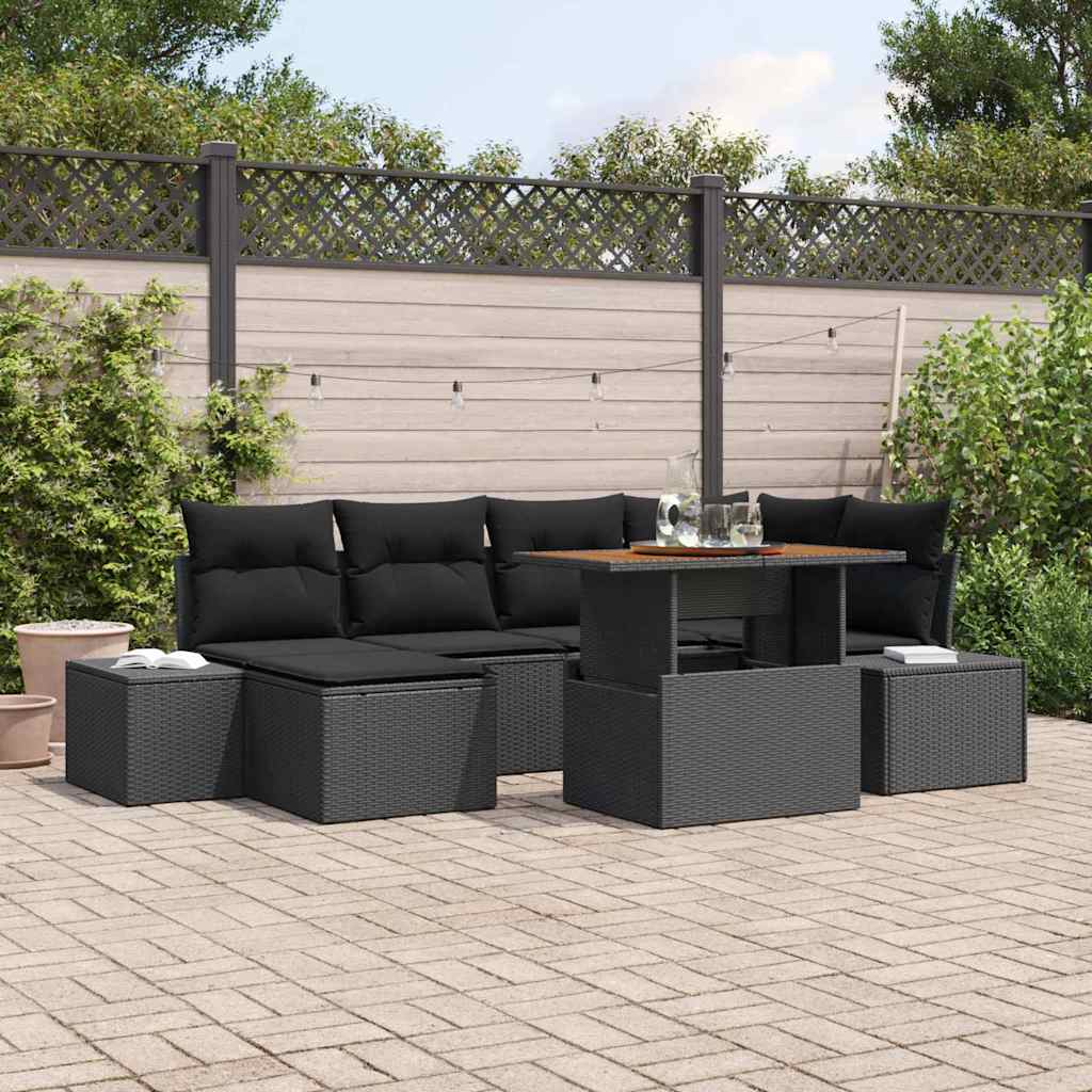Tuinbank Set Met Opslag 7 Pcs Poly Rattan