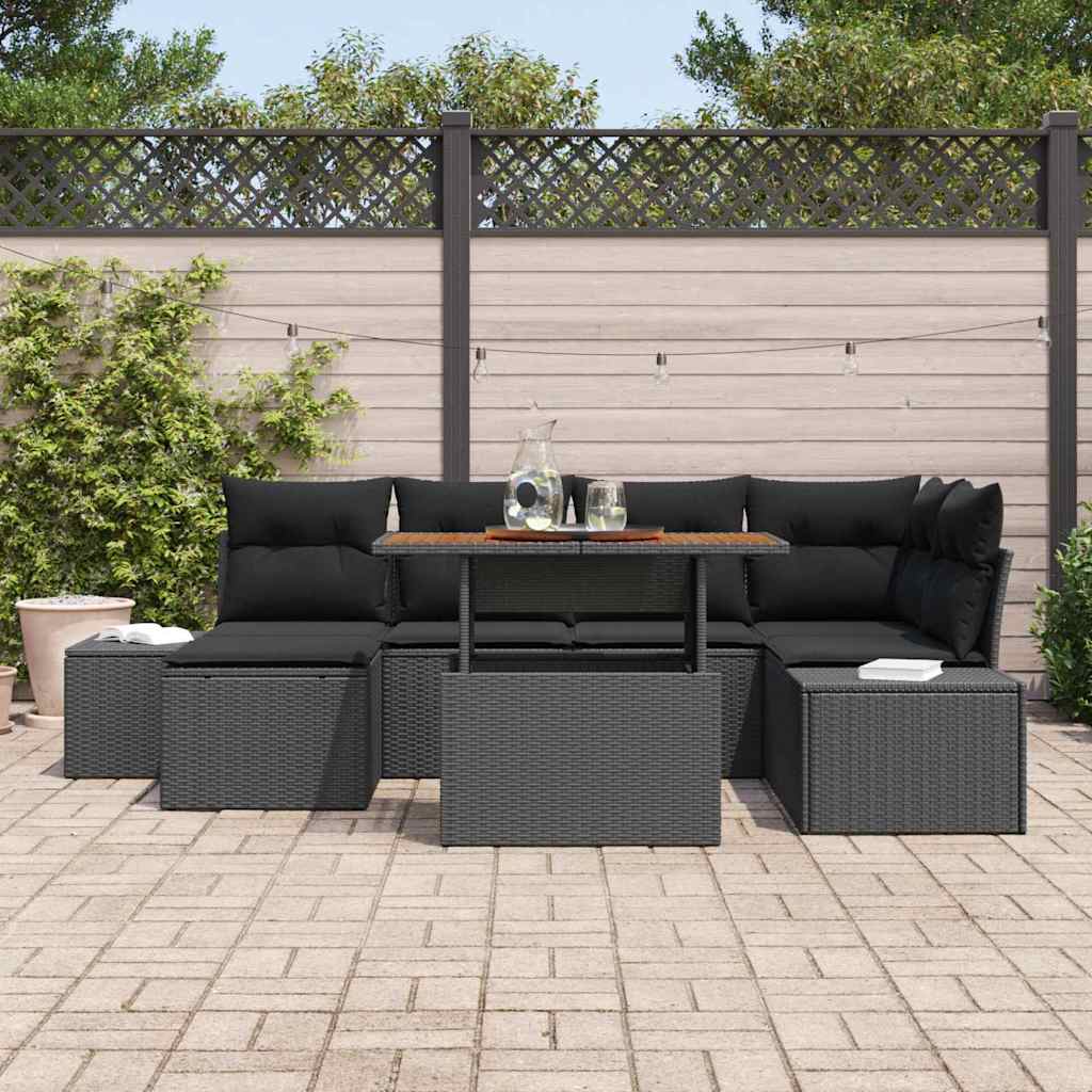 Tuinbank Set Met Opslag 7 Pcs Poly Rattan