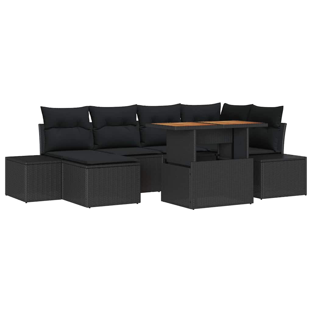 Tuinbank Set Met Opslag 7 Pcs Poly Rattan
