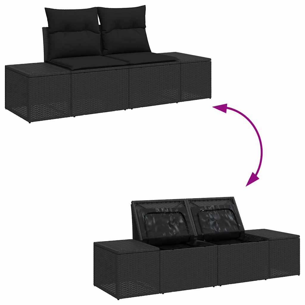 Tuinbank Set Met Opslag 7 Pcs Poly Rattan
