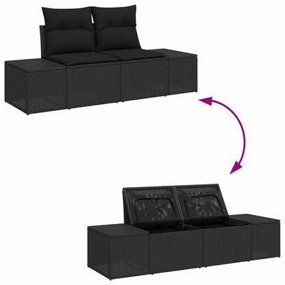 Tuinbank Set Met Opslag 7 Pcs Poly Rattan