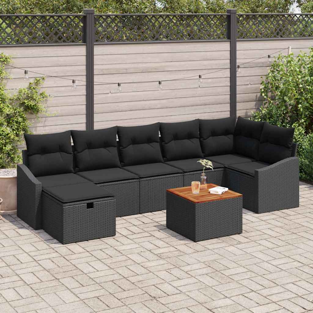 Tuinbank Set Met Kussen Met Opslag 8 Pcs Poly Rattan