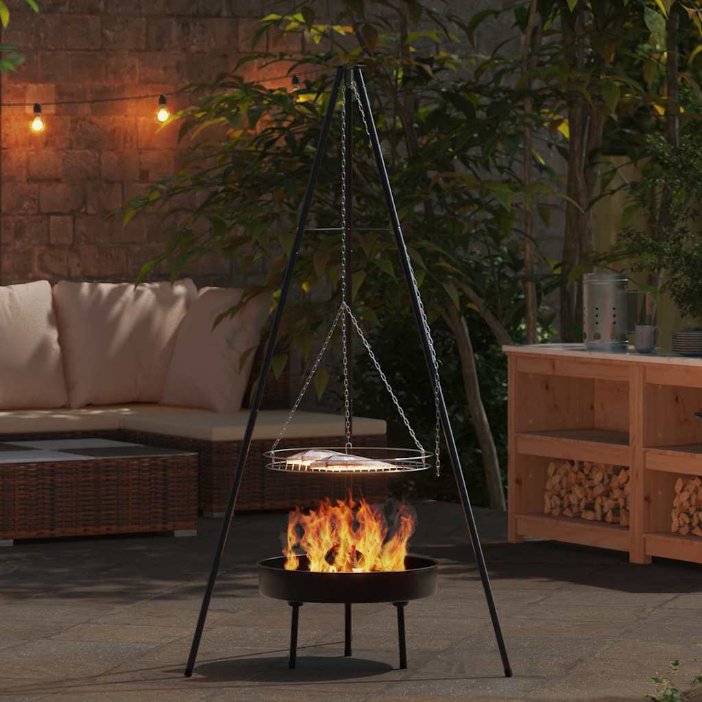 Kampvuur Tripod 3 Pcs Zwart Staal