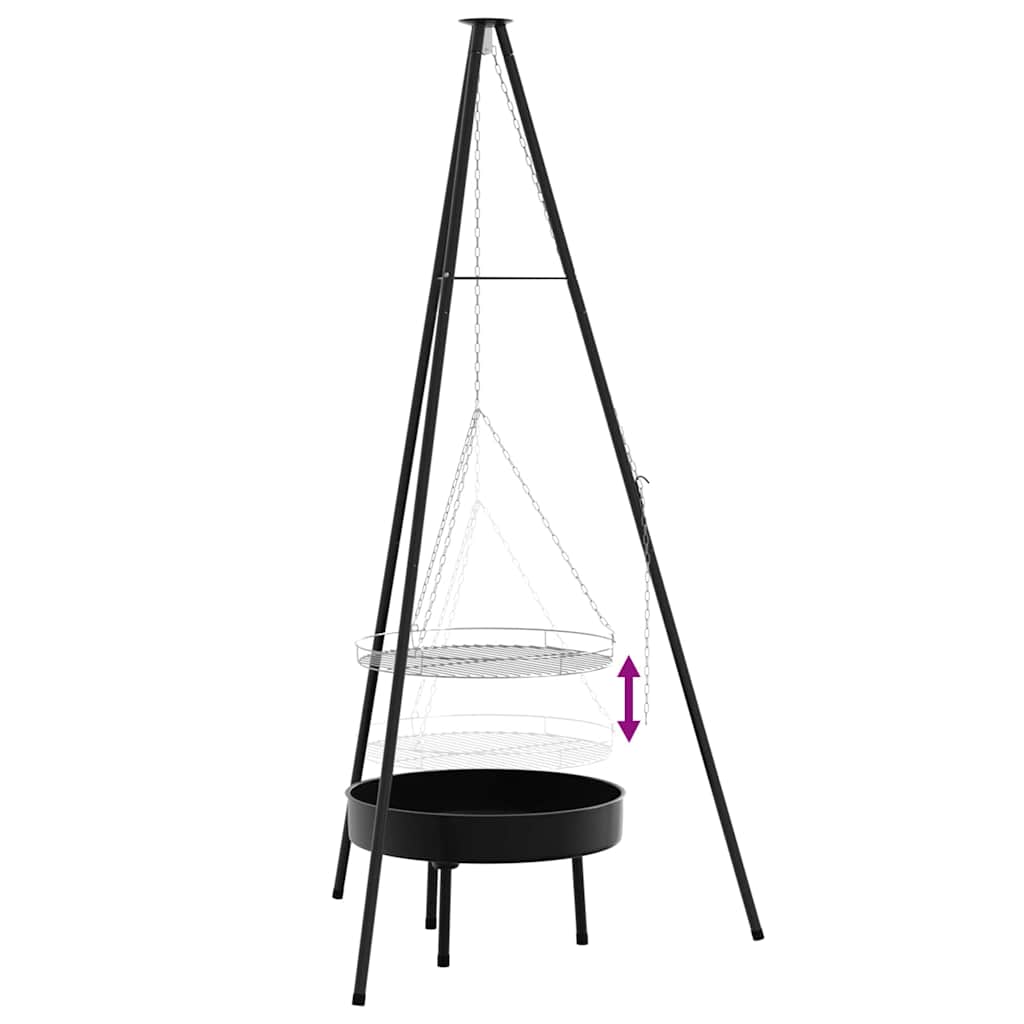 Kampvuur Tripod 3 Pcs Zwart Staal