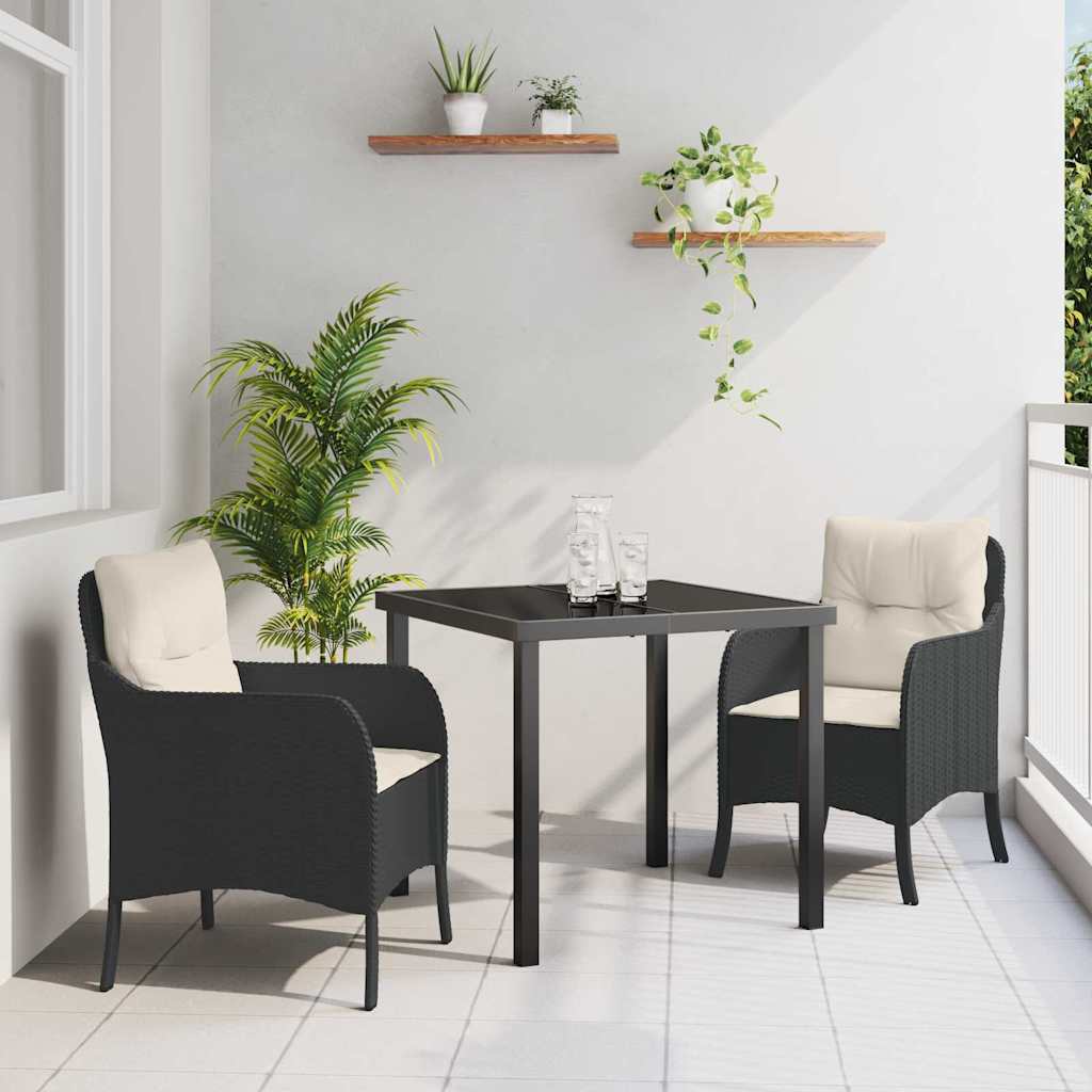 Tuin Eettafel Set Met Kussen 3 Pcs Poly Rattan