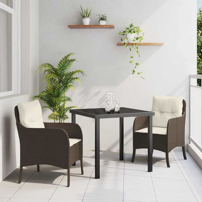 Tuin Eettafel Set Met Kussen 3 Pcs Poly Rattan