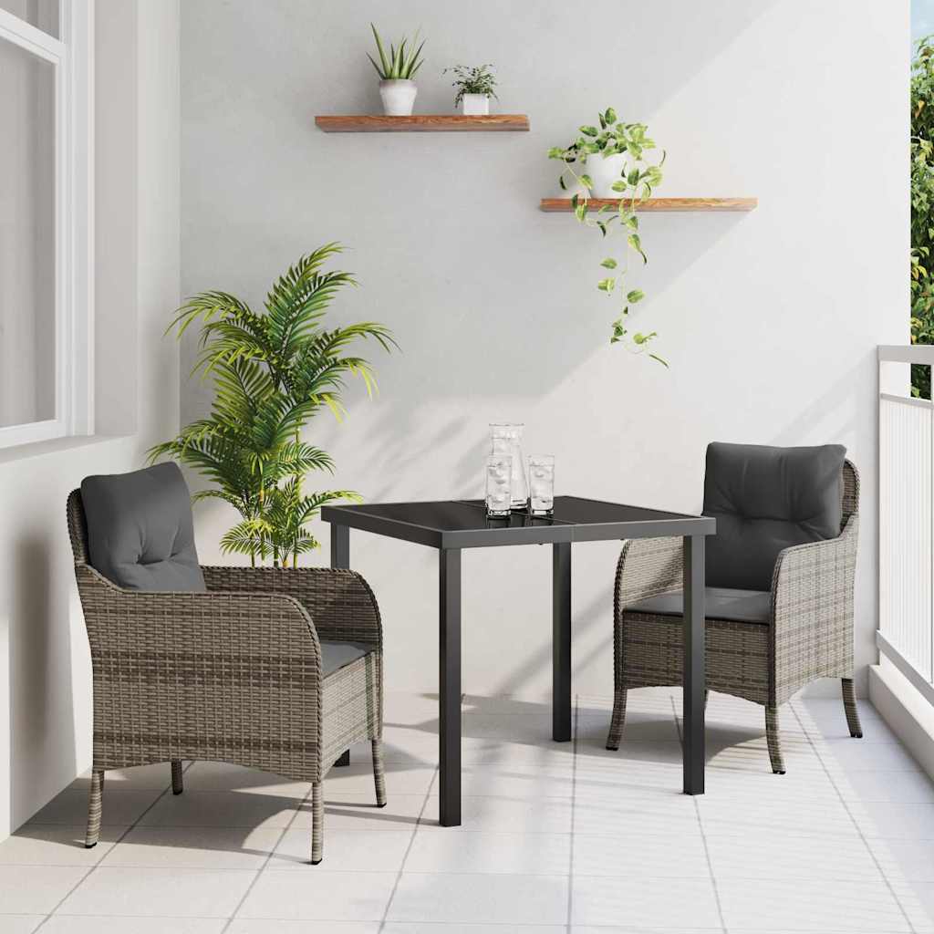 Tuin Eettafel Set Met Kussen 3 Pcs Poly Rattan