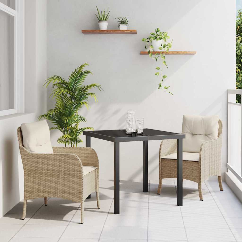 Tuin Eettafel Set Met Kussen 3 Pcs Poly Rattan