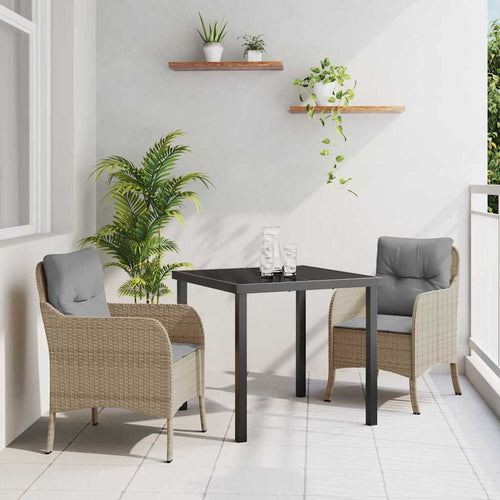Tuin Eettafel Set Met Kussen 3 Pcs Poly Rattan