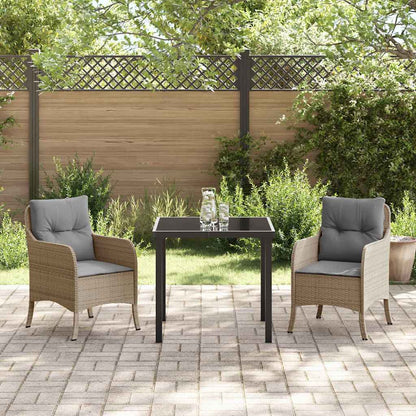 Tuin Eettafel Set Met Kussen 3 Pcs Poly Rattan