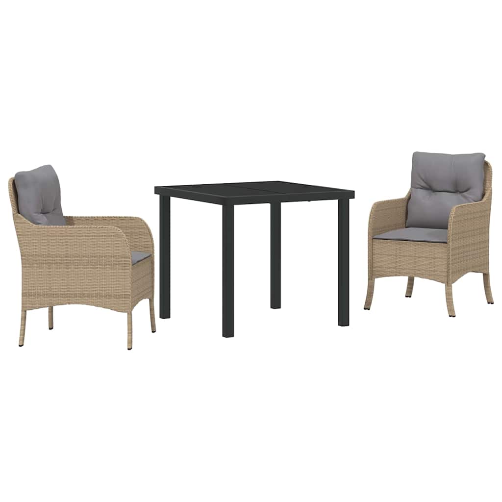 Tuin Eettafel Set Met Kussen 3 Pcs Poly Rattan