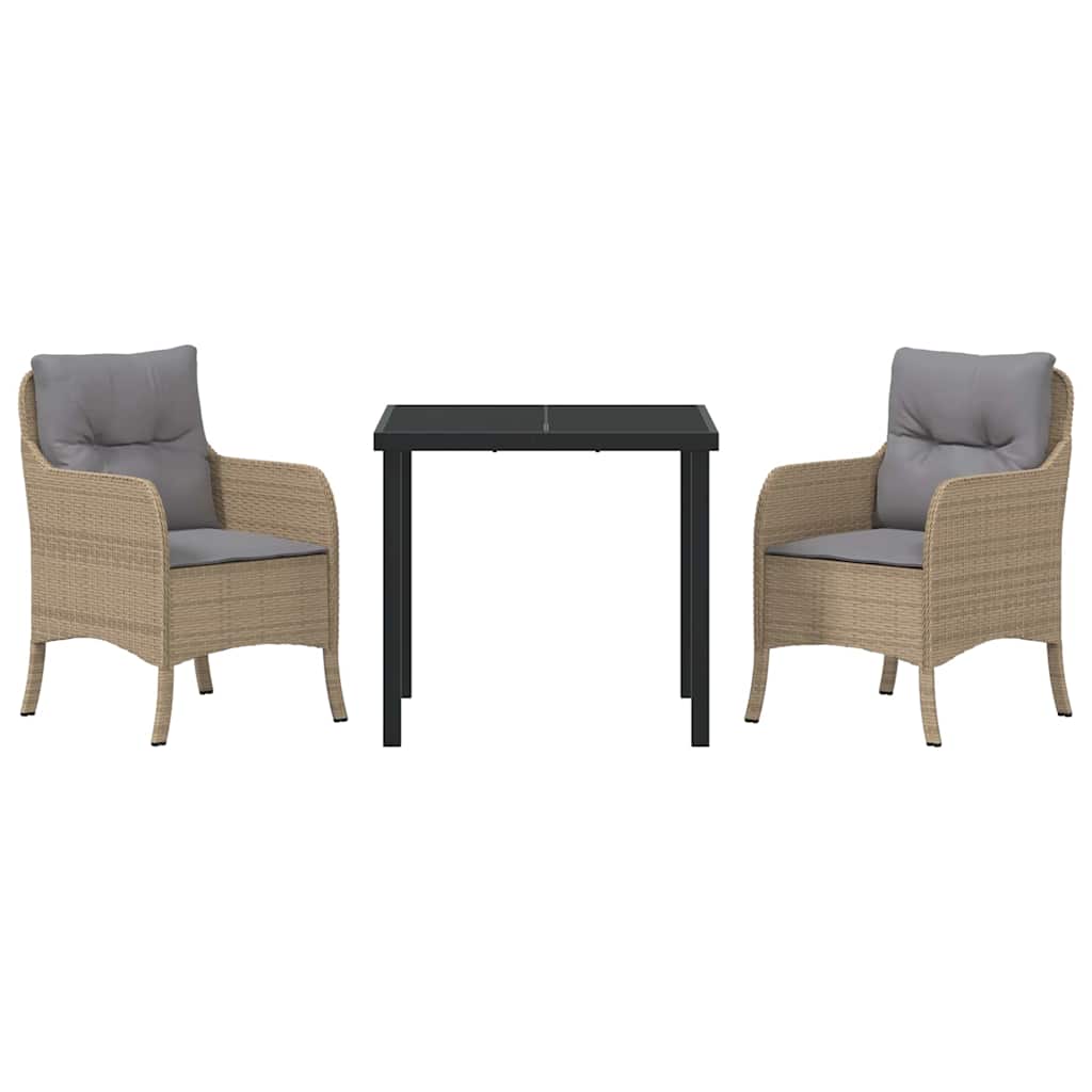 Tuin Eettafel Set Met Kussen 3 Pcs Poly Rattan