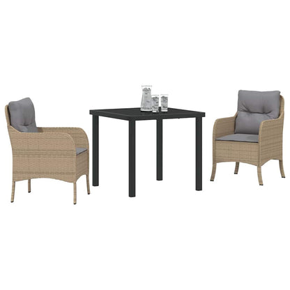 Tuin Eettafel Set Met Kussen 3 Pcs Poly Rattan