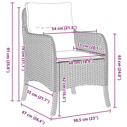 Tuin Eettafel Set Met Kussen 3 Pcs Poly Rattan