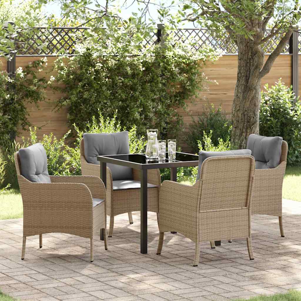 Tuin Eettafel Set Met Kussen 3 Pcs Poly Rattan