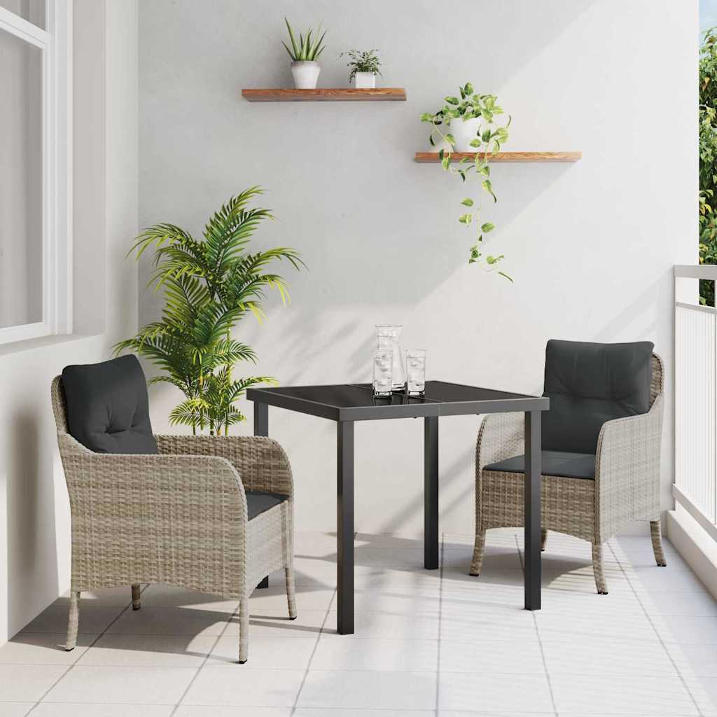 Tuin Eettafel Set Met Kussen 3 Pcs Poly Rattan
