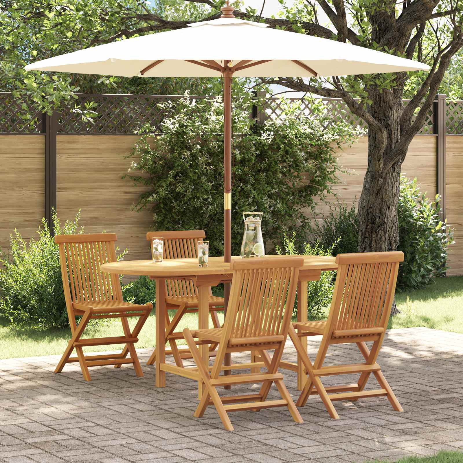 Tuin Eettafel Set 5 Pcs Bruin Massief Teakhout