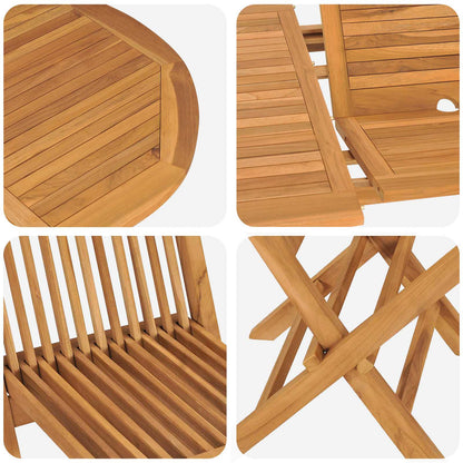 Tuin Eettafel Set 5 Pcs Bruin Massief Teakhout