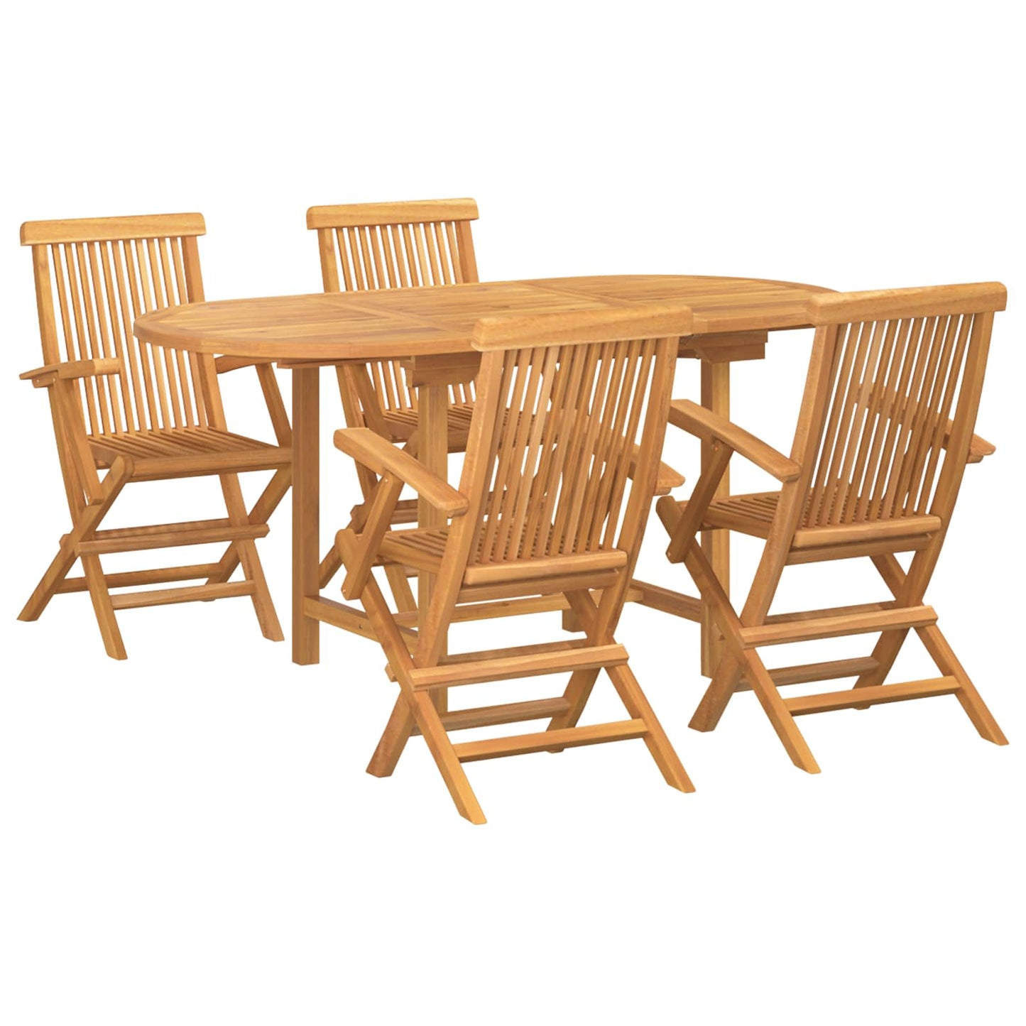 Tuin Eettafel Set 5 Pcs Bruin Massief Teakhout
