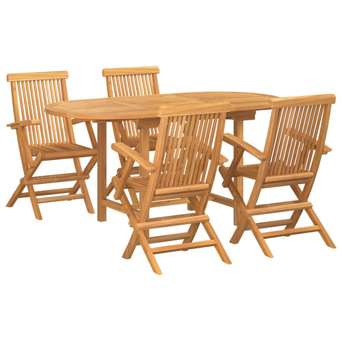 Tuin Eettafel Set 5 Pcs Bruin Massief Teakhout