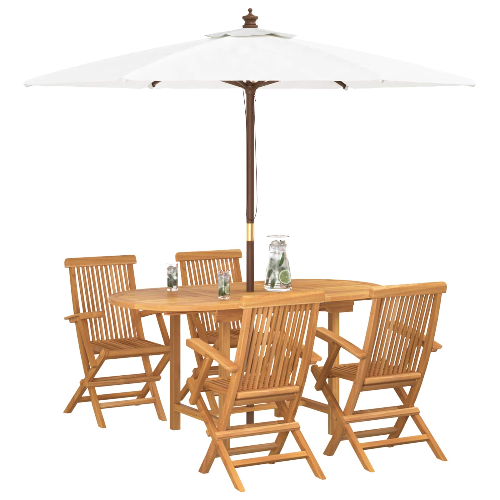 Tuin Eettafel Set 5 Pcs Bruin Massief Teakhout