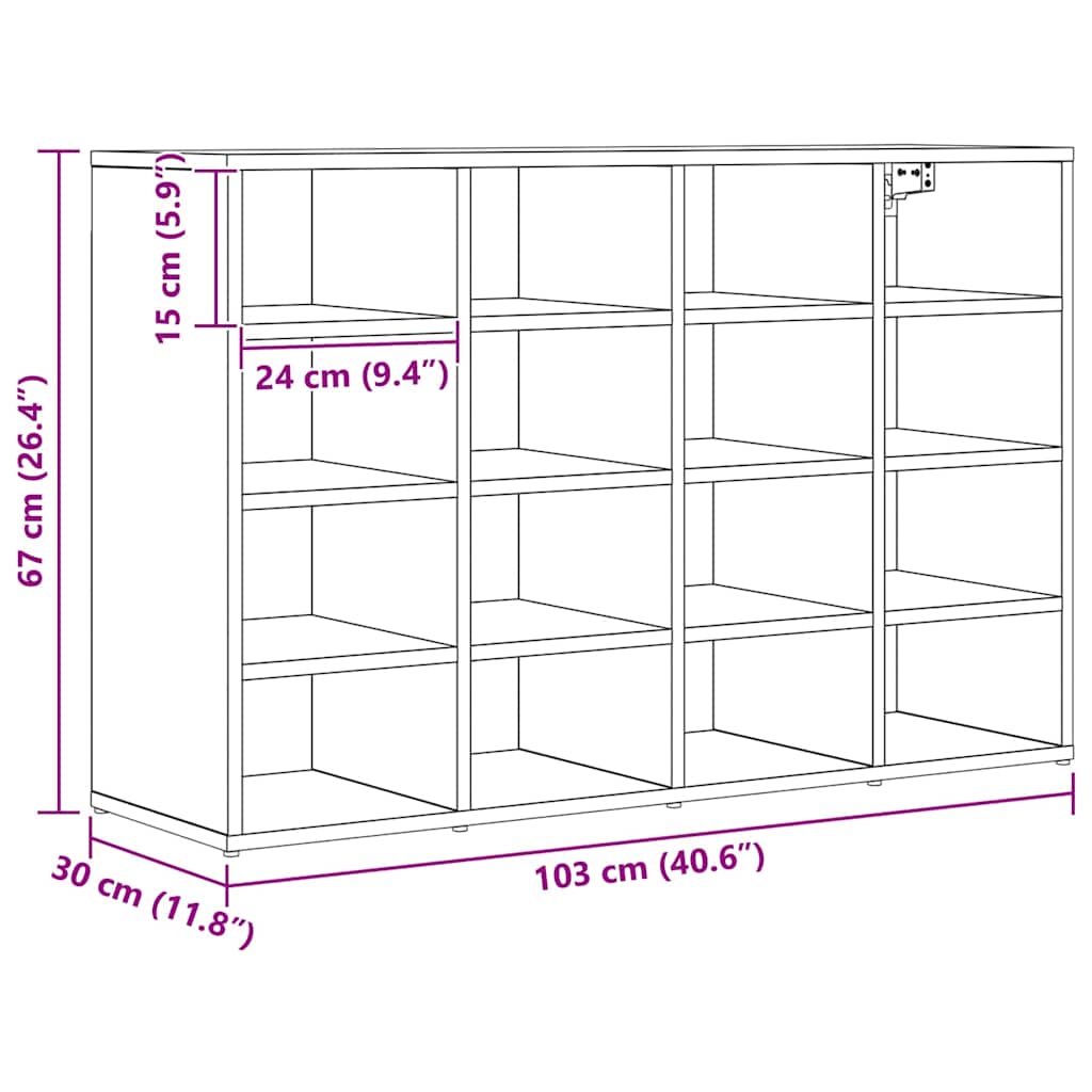 Schoenenkast Artisan Eiken Bewerkt Hout
