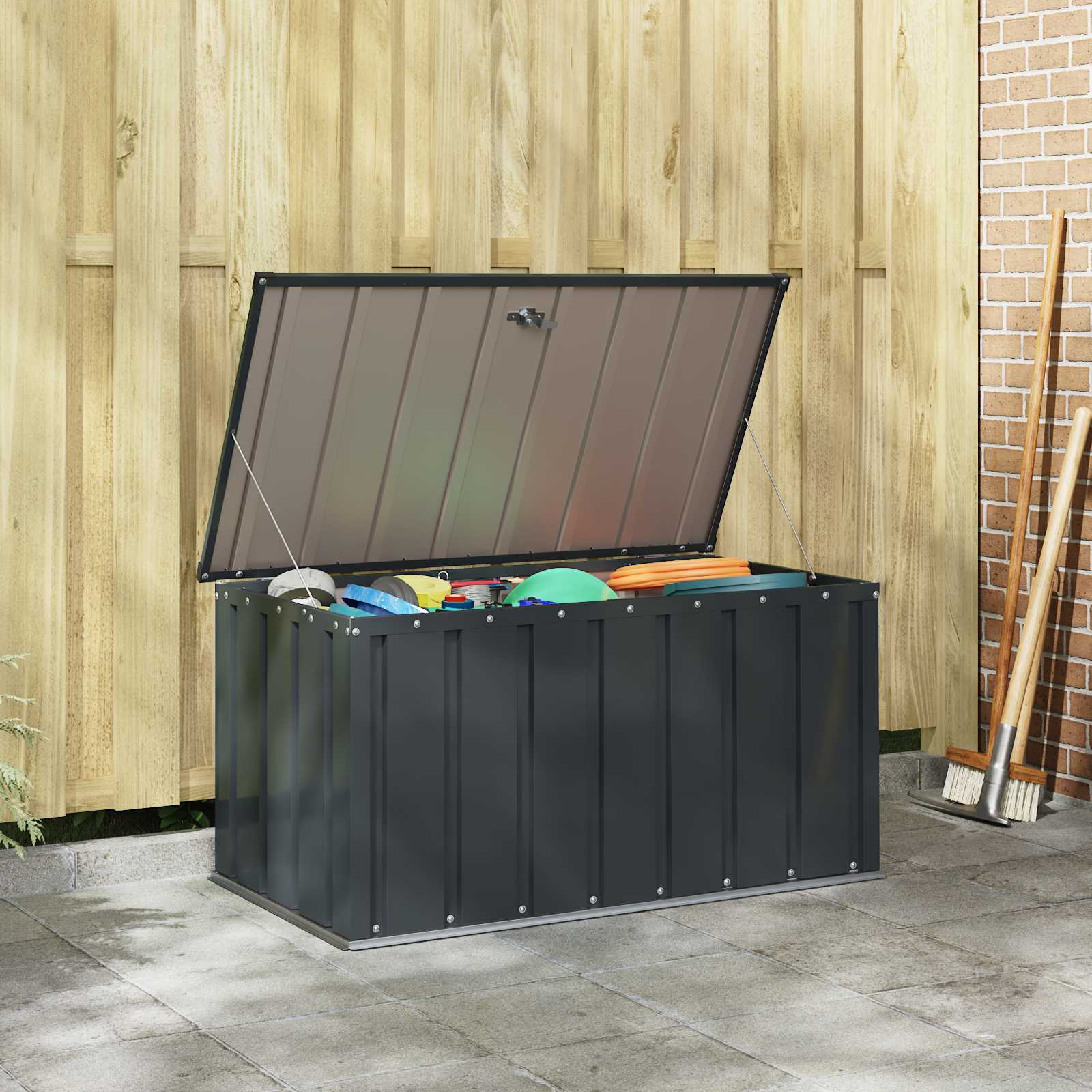 Tuinopslagdoos Zwart 101 X 56,5 X 50 Cm Staal