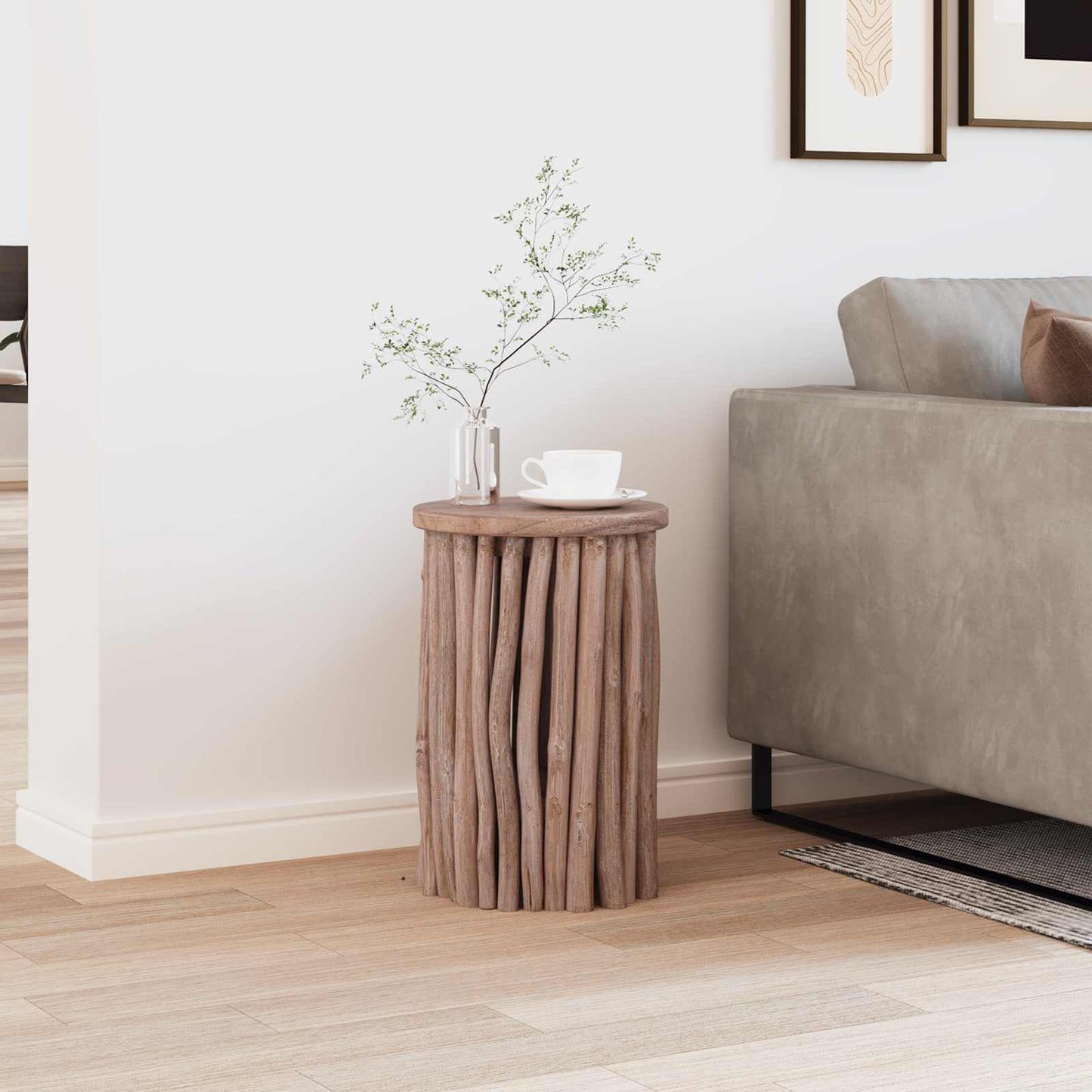 Kruk Naturel 30 X 30 X 45 Cm Massief Teakhout