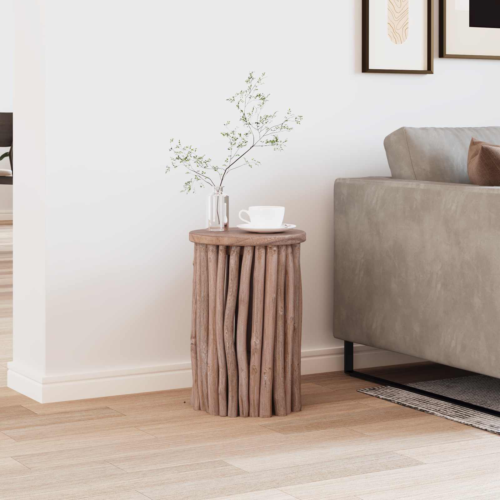 Kruk Naturel 30 X 30 X 45 Cm Massief Teakhout