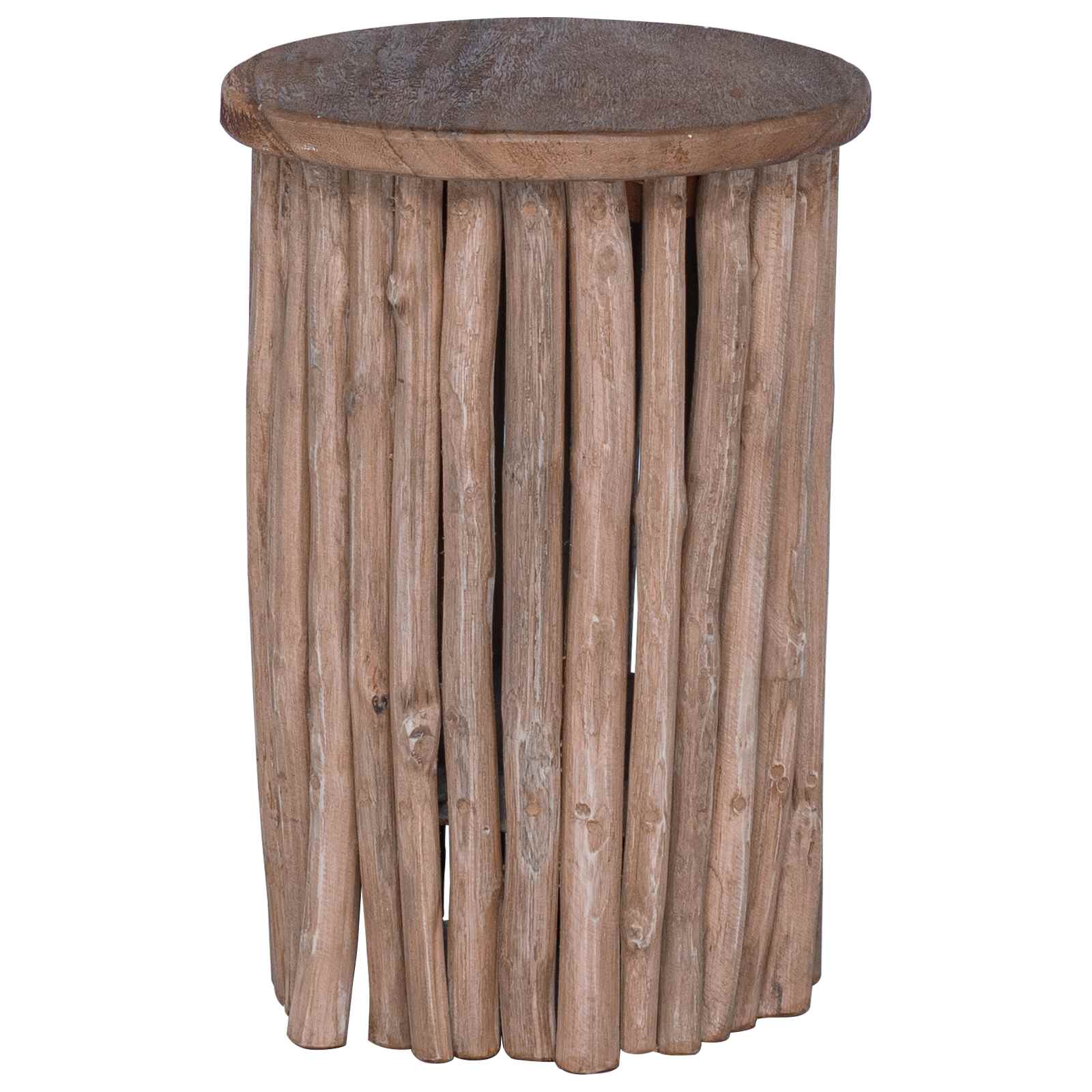 Kruk Naturel 30 X 30 X 45 Cm Massief Teakhout