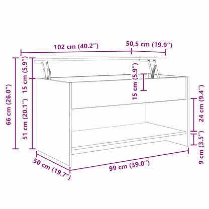 Salontafel Oud Hout 80 X 50,5 X 41,5 Cm Bewerkt Hout