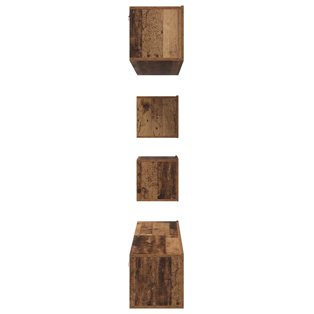 Tv-Meubelset Wandgemonteerd 6 Pcs Bewerkt Hout