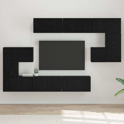 8-Delig Tv-Meubelset Wandmontage Bewerkt Hout Kleurig