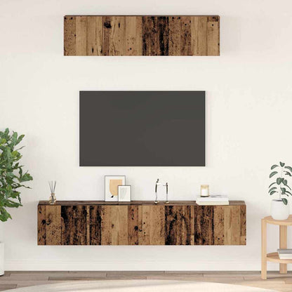 Tv-Meubelset Wandgemonteerd 4 Pcs Bewerkt Hout