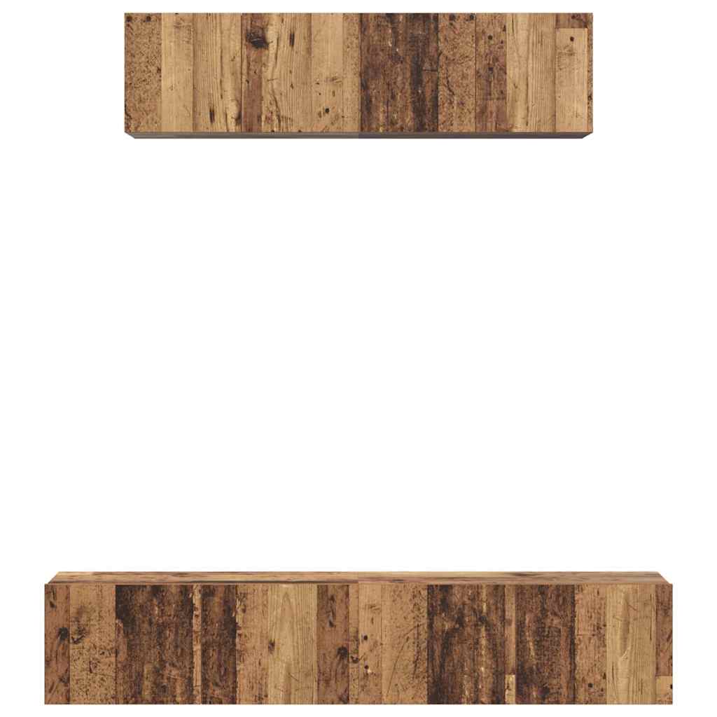 Tv-Meubelset Wandgemonteerd 4 Pcs Bewerkt Hout