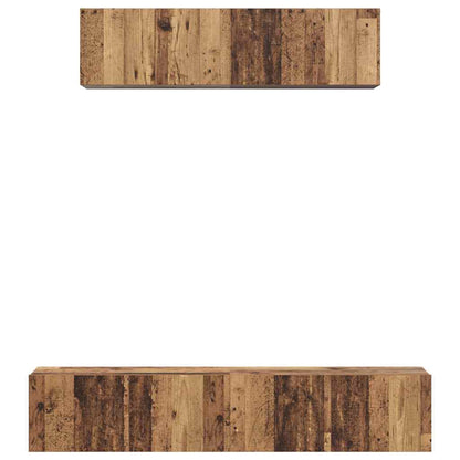Tv-Meubelset Wandgemonteerd 4 Pcs Bewerkt Hout