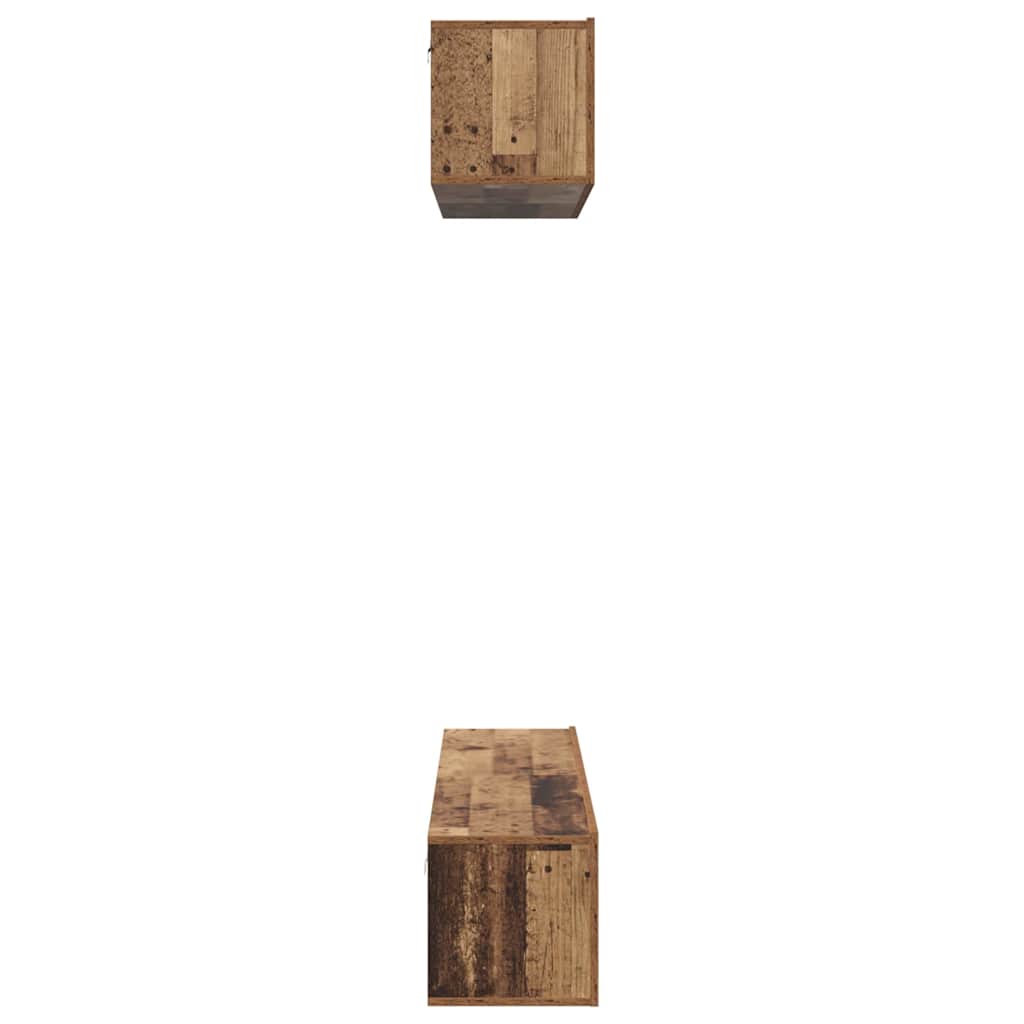 Tv-Meubelset Wandgemonteerd 4 Pcs Bewerkt Hout