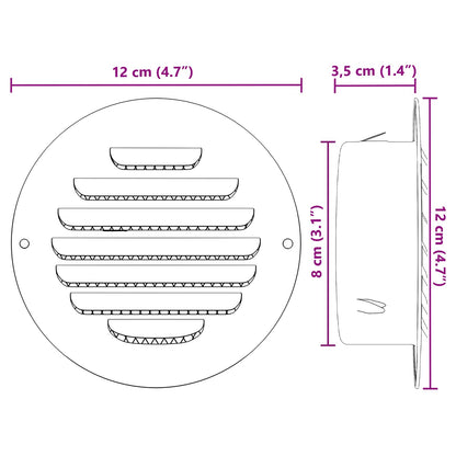 Luchtventilatieroosters 4 Pcs Zilver Roestvrij Staal