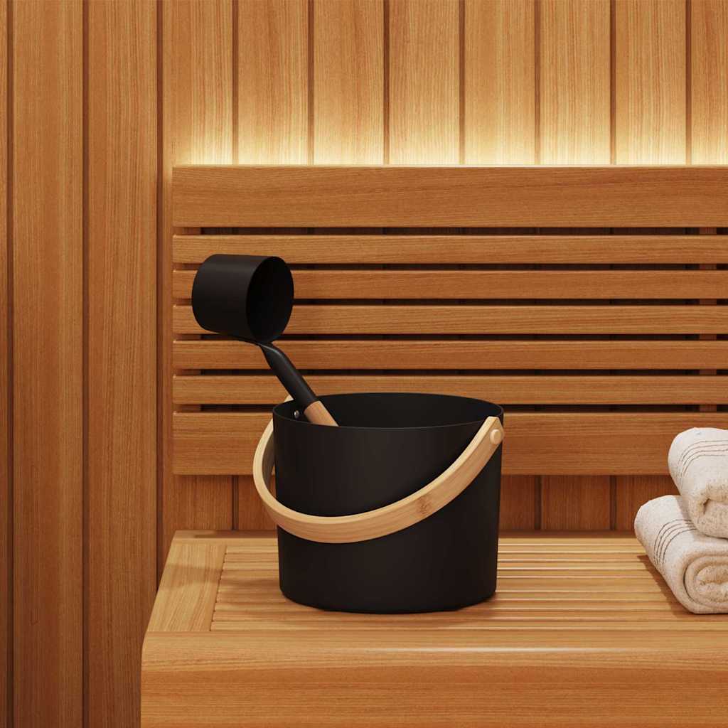 Sauna Accessoire Set 2 Pcs Zwart Aluminium En Massief Pijnhout