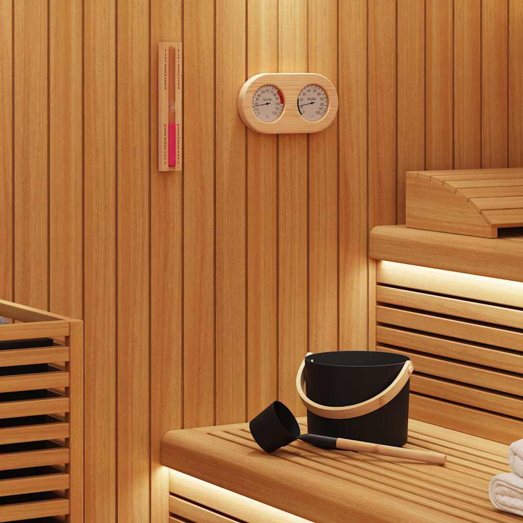 Sauna Accessoire Set 2 Pcs Zwart Aluminium En Massief Pijnhout