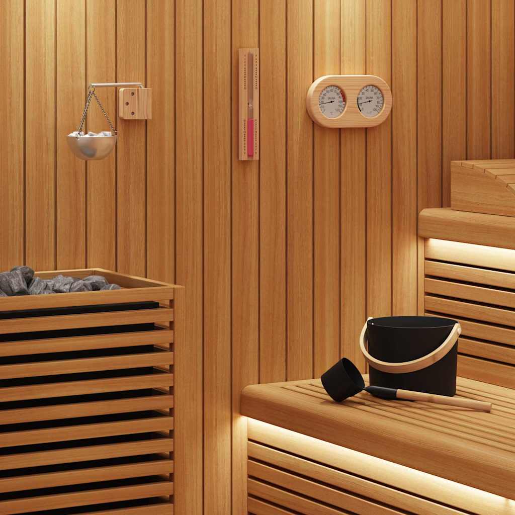 Sauna Accessoire Set 2 Pcs Zwart Aluminium En Massief Pijnhout
