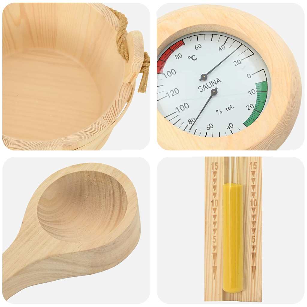 Sauna Accessoire Set 4 Pcs Bruin Massief Den Hout En Hennep