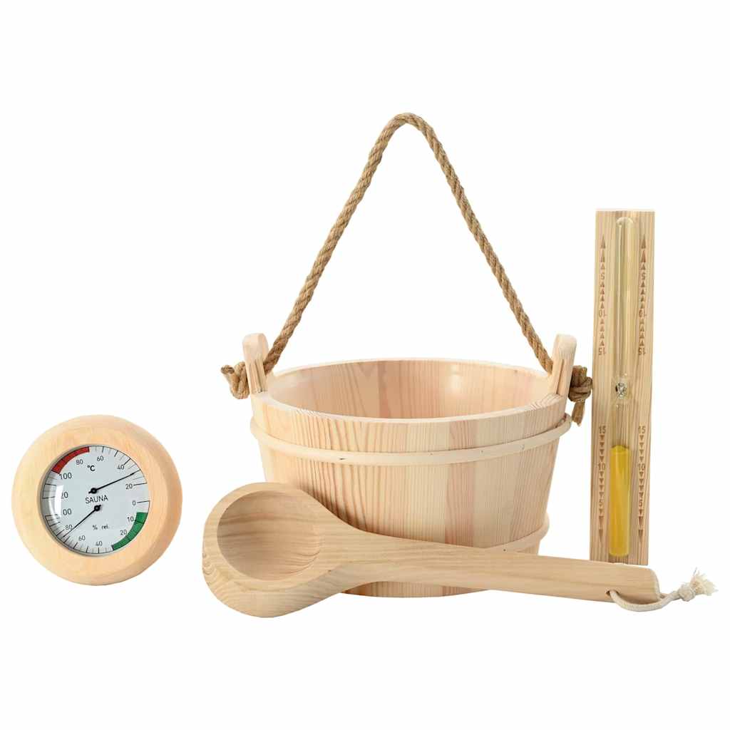 Sauna Accessoire Set 4 Pcs Bruin Massief Den Hout En Hennep