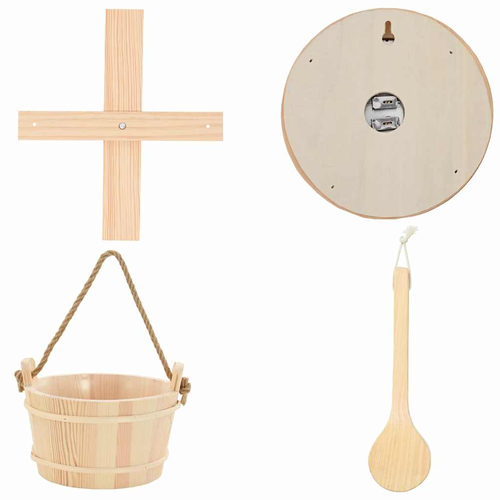 Sauna Accessoire Set 4 Pcs Bruin Massief Den Hout En Hennep