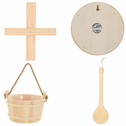 Sauna Accessoire Set 4 Pcs Bruin Massief Den Hout En Hennep