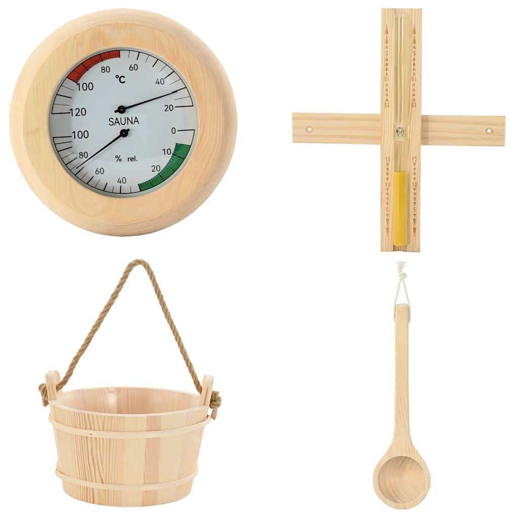 Sauna Accessoire Set 4 Pcs Bruin Massief Den Hout En Hennep